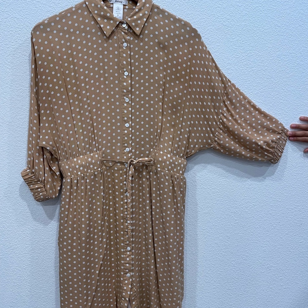 Esley Brown Smocked Dolman Sleeve Dress